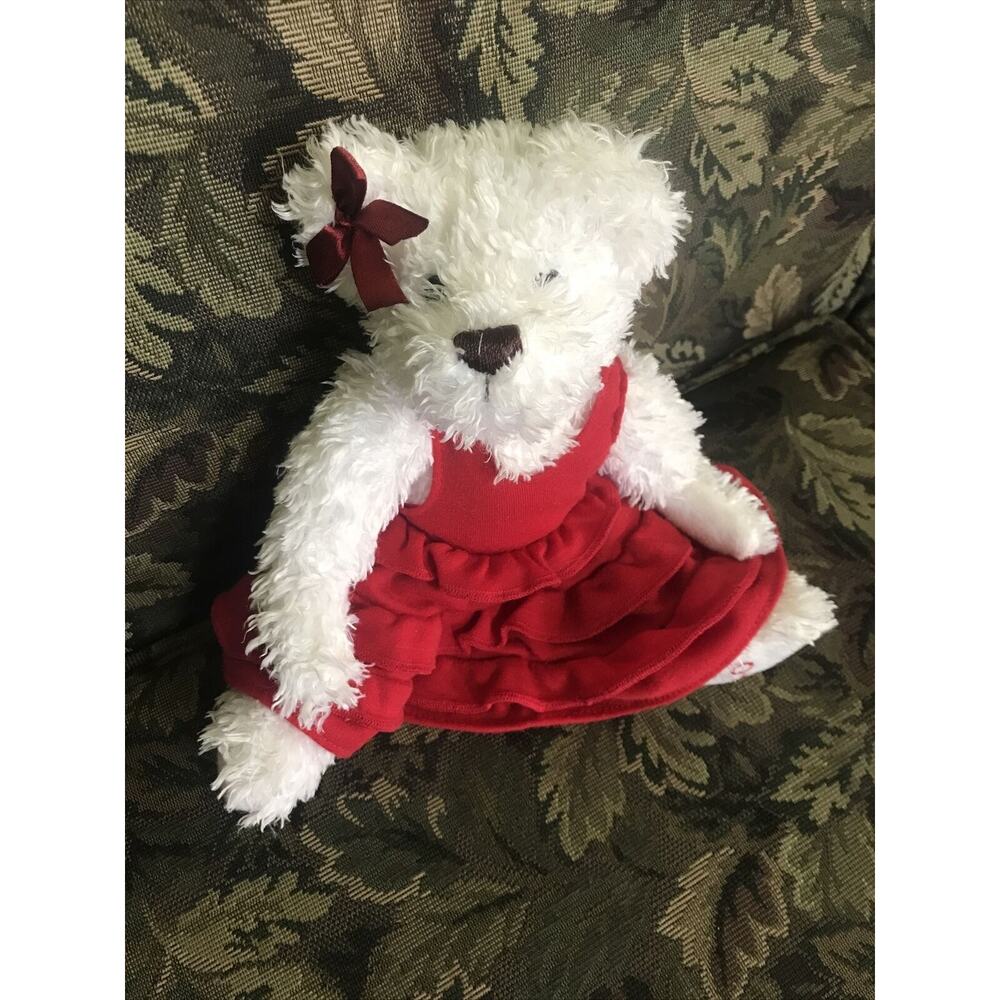 O.P.I. Products Advertisement Teddy Bear‎ 9” White Plush with Red Dress